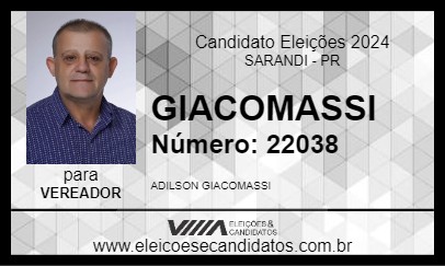 Candidato GIACOMASSI 2024 - SARANDI - Eleições