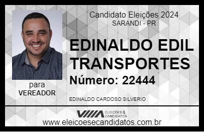 Candidato EDINALDO EDIL TRANSPORTES 2024 - SARANDI - Eleições