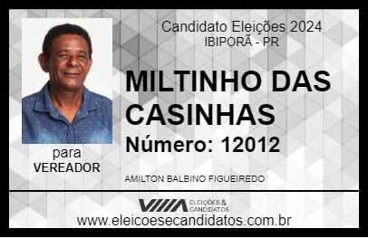 Candidato MILTINHO DAS CASINHAS 2024 - IBIPORÃ - Eleições