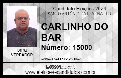 Candidato CARLINHO DO BAR 2024 - SANTO ANTÔNIO DA PLATINA - Eleições