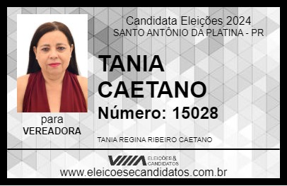 Candidato TANIA CAETANO 2024 - SANTO ANTÔNIO DA PLATINA - Eleições