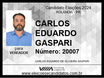 Candidato CARLOS EDUARDO GASPARI 2024 - ROLÂNDIA - Eleições