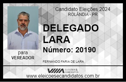 Candidato DELEGADO LARA 2024 - ROLÂNDIA - Eleições