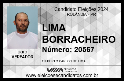 Candidato LIMA BORRACHEIRO 2024 - ROLÂNDIA - Eleições