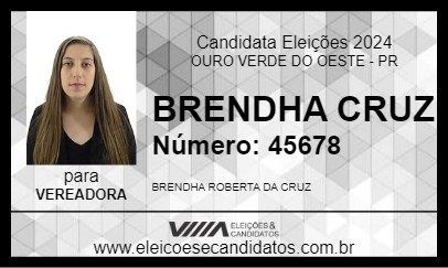 Candidato BRENDHA CRUZ 2024 - OURO VERDE DO OESTE - Eleições