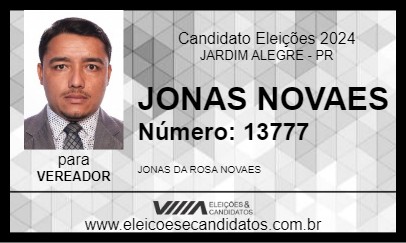 Candidato JONAS NOVAES 2024 - JARDIM ALEGRE - Eleições