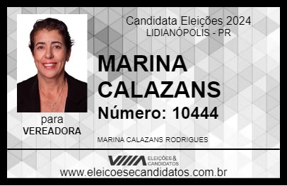 Candidato MARINA CALAZANS 2024 - LIDIANÓPOLIS - Eleições