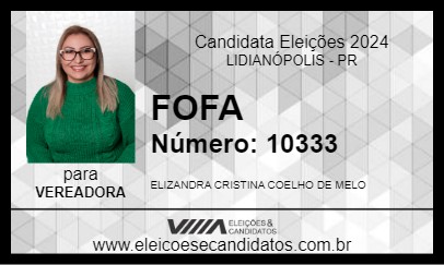 Candidato FOFA 2024 - LIDIANÓPOLIS - Eleições