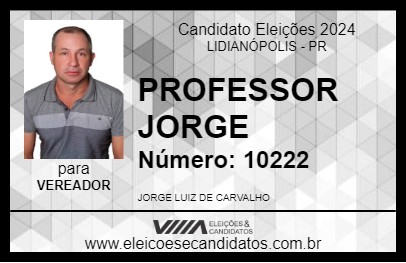 Candidato PROFESSOR JORGE 2024 - LIDIANÓPOLIS - Eleições