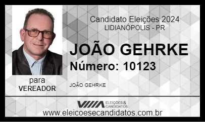 Candidato JOÃO GEHRKE 2024 - LIDIANÓPOLIS - Eleições