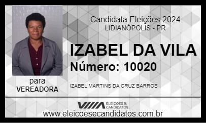 Candidato IZABEL DA VILA 2024 - LIDIANÓPOLIS - Eleições