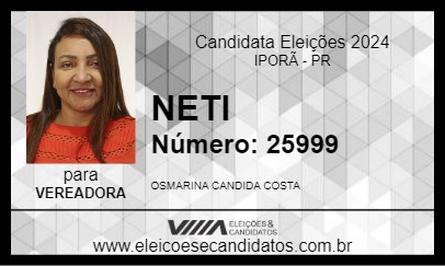 Candidato NETI 2024 - IPORÃ - Eleições