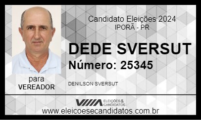 Candidato DEDE SVERSUT 2024 - IPORÃ - Eleições