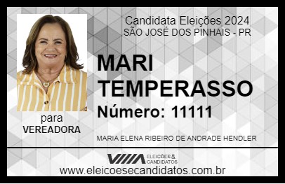 Candidato MARI TEMPERASSO 2024 - SÃO JOSÉ DOS PINHAIS - Eleições