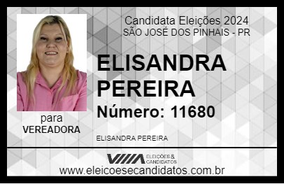 Candidato ELISANDRA PEREIRA 2024 - SÃO JOSÉ DOS PINHAIS - Eleições