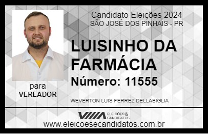 Candidato LUISINHO DA FARMÁCIA 2024 - SÃO JOSÉ DOS PINHAIS - Eleições