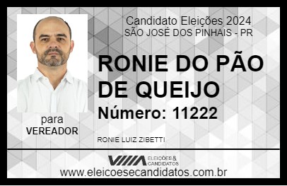 Candidato RONIE DO PÃO DE QUEIJO 2024 - SÃO JOSÉ DOS PINHAIS - Eleições