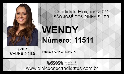 Candidato WENDY 2024 - SÃO JOSÉ DOS PINHAIS - Eleições