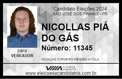 Candidato NICOLLAS PIÁ DO GÁS 2024 - SÃO JOSÉ DOS PINHAIS - Eleições