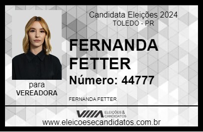 Candidato FERNANDA FETTER 2024 - TOLEDO - Eleições