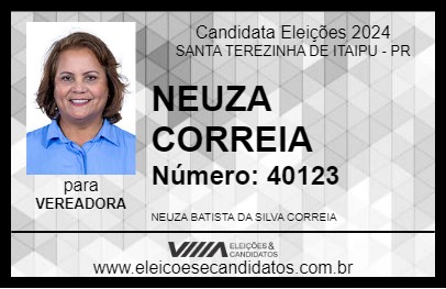 Candidato NEUZA CORREIA 2024 - SANTA TEREZINHA DE ITAIPU - Eleições