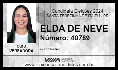 Candidato ELDA DE NEVE 2024 - SANTA TEREZINHA DE ITAIPU - Eleições