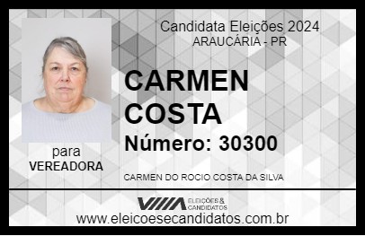 Candidato CARMEN COSTA 2024 - ARAUCÁRIA - Eleições