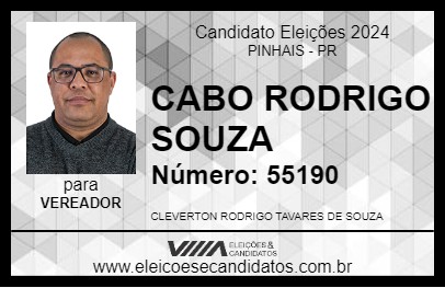 Candidato CABO RODRIGO SOUZA 2024 - PINHAIS - Eleições