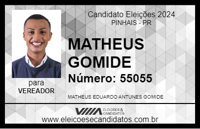 Candidato MATHEUS GOMIDE 2024 - PINHAIS - Eleições