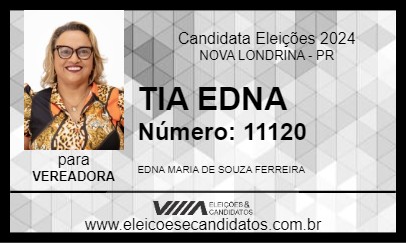 Candidato TIA EDNA 2024 - NOVA LONDRINA - Eleições