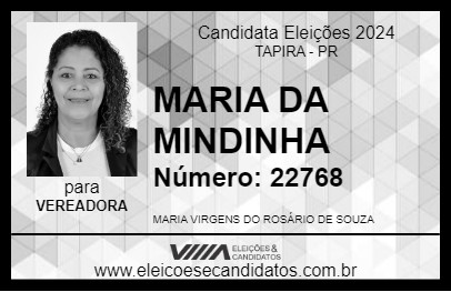 Candidato MARIA DA MINDINHA 2024 - TAPIRA - Eleições