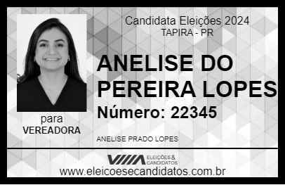 Candidato ANELISE DO PEREIRA LOPES 2024 - TAPIRA - Eleições