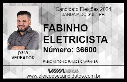 Candidato FABINHO ELETRICISTA 2024 - JANDAIA DO SUL - Eleições