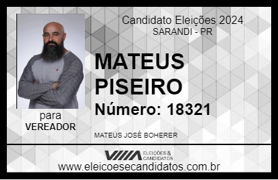 Candidato MATEUS PISEIRO 2024 - SARANDI - Eleições