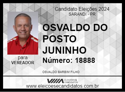 Candidato OSVALDO DO POSTO JUNINHO 2024 - SARANDI - Eleições