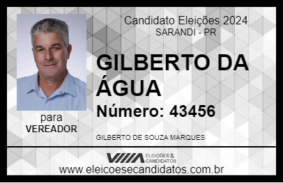 Candidato GILBERTO DA ÁGUA 2024 - SARANDI - Eleições