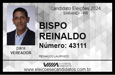 Candidato BISPO REINALDO 2024 - SARANDI - Eleições