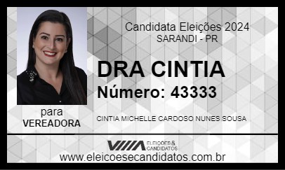 Candidato DRA CINTIA 2024 - SARANDI - Eleições