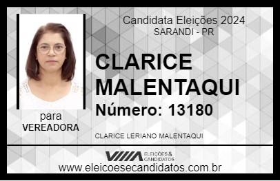 Candidato CLARICE MALENTAQUI 2024 - SARANDI - Eleições