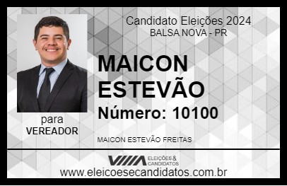 Candidato MAICON ESTEVÃO 2024 - BALSA NOVA - Eleições