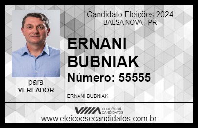 Candidato ERNANI BUBNIAK 2024 - BALSA NOVA - Eleições