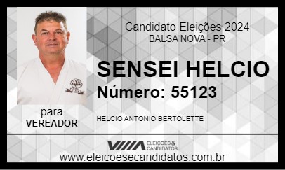 Candidato SENSEI HELCIO 2024 - BALSA NOVA - Eleições