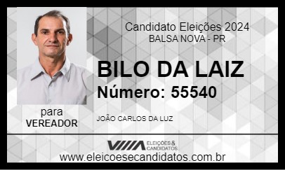 Candidato BILO DA LAIZ 2024 - BALSA NOVA - Eleições