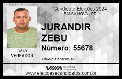 Candidato JURANDIR ZEBU 2024 - BALSA NOVA - Eleições