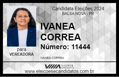 Candidato IVANEA CORREA 2024 - BALSA NOVA - Eleições