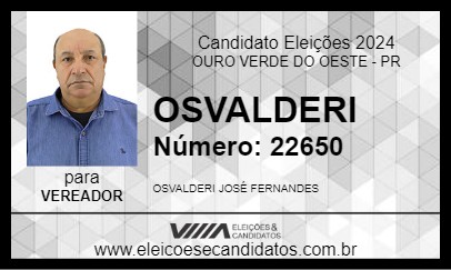 Candidato OSVALDERI 2024 - OURO VERDE DO OESTE - Eleições