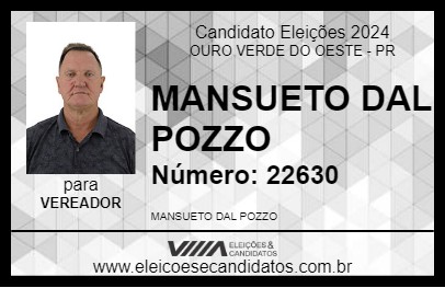 Candidato MANSUETO DAL POZZO 2024 - OURO VERDE DO OESTE - Eleições