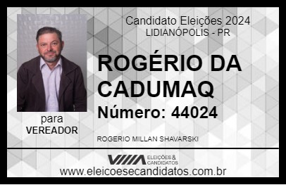 Candidato ROGÉRIO DA CADUMAQ 2024 - LIDIANÓPOLIS - Eleições