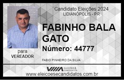 Candidato FABINHO BALA GATO 2024 - LIDIANÓPOLIS - Eleições