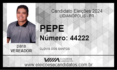 Candidato PEPE 2024 - LIDIANÓPOLIS - Eleições